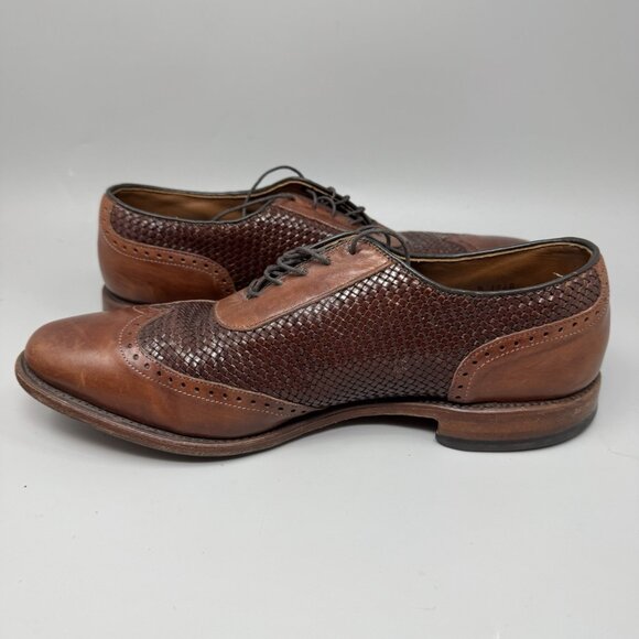 Allen Edmonds Hampstead Mens Wingtip Oxford Dress Shoes Brown Woven Leather 11.5